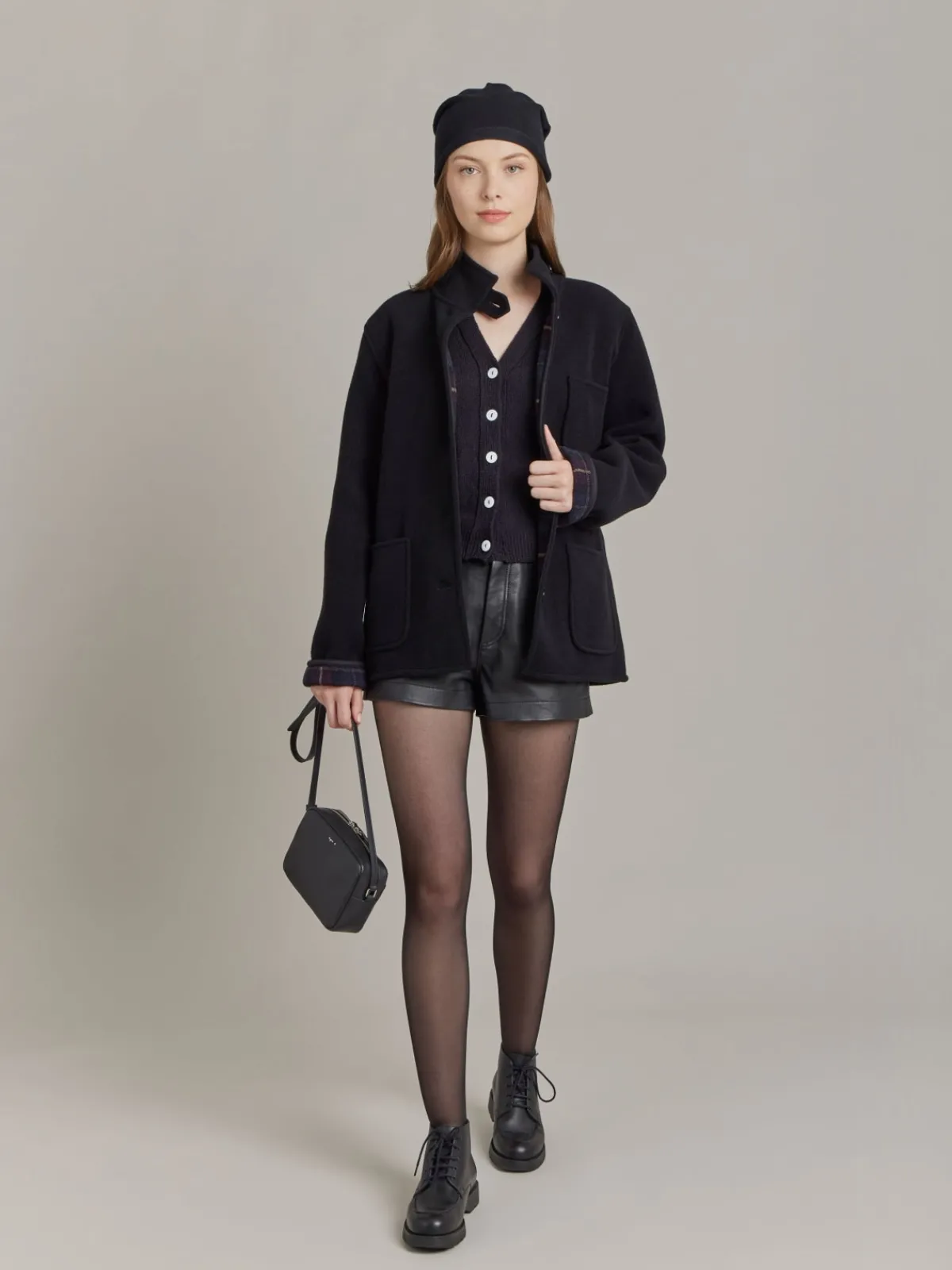 Black Cotton Vest Cardigan<agnès b. New