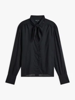 Black Cotton Voile Shirt<agnès b. Store
