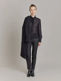 Black Cotton Voile Shirt<agnès b. Store
