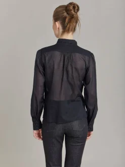 Black Cotton Voile Shirt<agnès b. Store