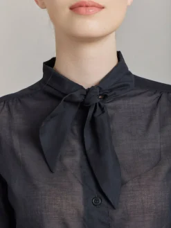 Black Cotton Voile Shirt<agnès b. Store