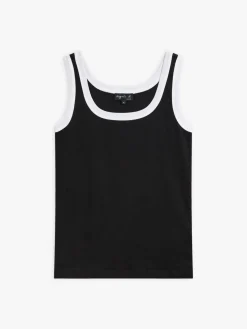 Black Cotton 1x1 Ribbed Gaston Tank Top<agnès b. Best