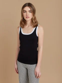 Black Cotton 1x1 Ribbed Gaston Tank Top<agnès b. Best