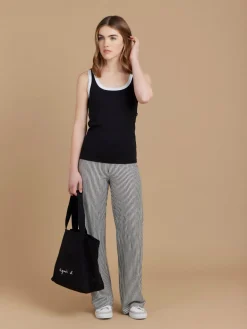 Black Cotton 1x1 Ribbed Gaston Tank Top<agnès b. Best