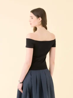 Black Cristal Cotton T-shirt<agnès b. Store