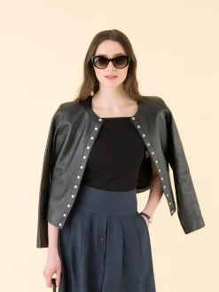 Black Cristal Cotton T-shirt<agnès b. Store