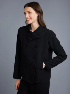 Black Double-breasted Jacket<agnès b. Cheap