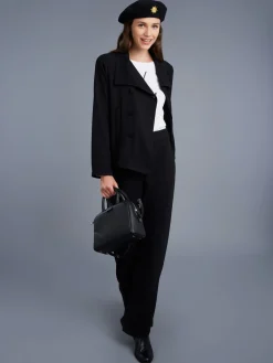 Black Double-breasted Jacket<agnès b. Cheap