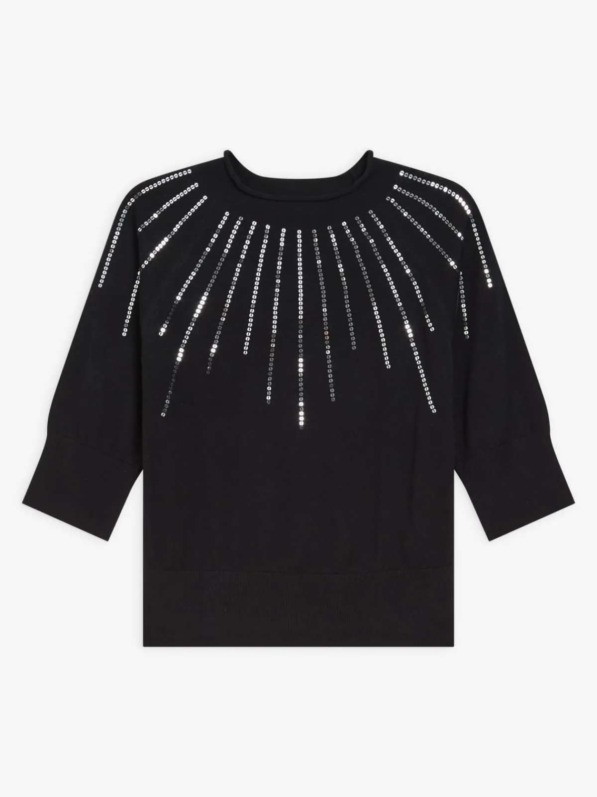 Black Elbow-length Sleeve Sequin Sweater<agnès b. Best Sale