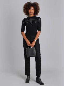 Black Elbow-length Sleeve Sequin Sweater<agnès b. Best Sale