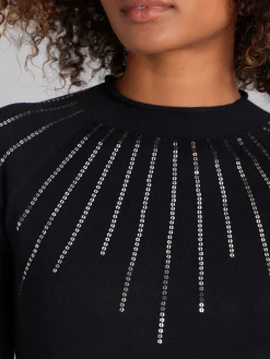 Black Elbow-length Sleeve Sequin Sweater<agnès b. Best Sale