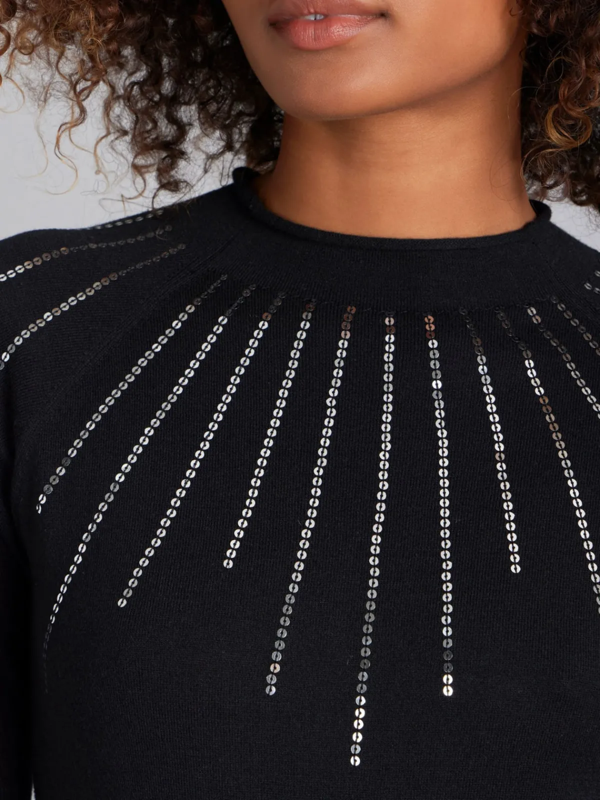 Black Elbow-length Sleeve Sequin Sweater<agnès b. Best Sale