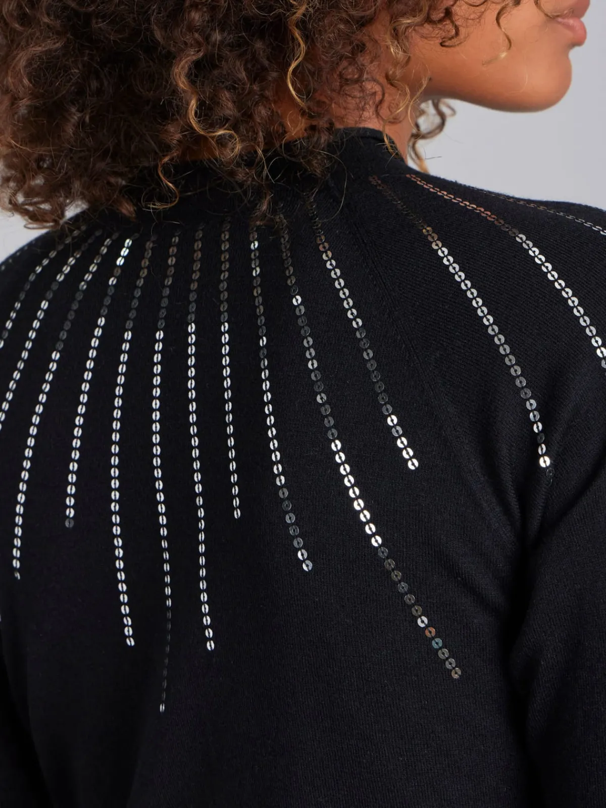 Black Elbow-length Sleeve Sequin Sweater<agnès b. Best Sale