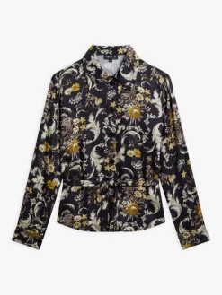 Black Floral Oppo Shirt With Belt<agnès b. Fashion