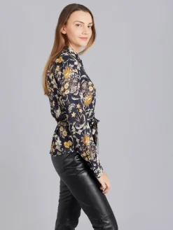 Black Floral Oppo Shirt With Belt<agnès b. Fashion