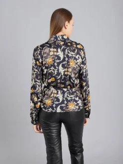 Black Floral Oppo Shirt With Belt<agnès b. Fashion