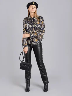Black Floral Oppo Shirt With Belt<agnès b. Fashion