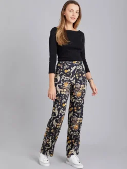 Black Floral Pattern Juna Pants<agnès b. Hot
