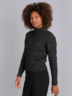 Black High Neck Glittery Rêve Sweater<agnès b. Fashion