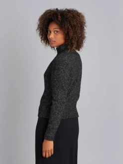Black High Neck Glittery Rêve Sweater<agnès b. Fashion