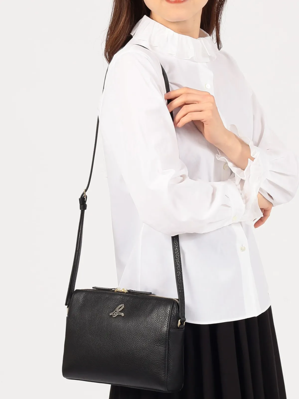 Black Iris Leather Handbag<agnès b. Sale
