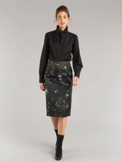 Black Jacquard Skirt With Stars Pattern<agnès b. Shop