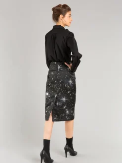 Black Jacquard Skirt With Stars Pattern<agnès b. Shop