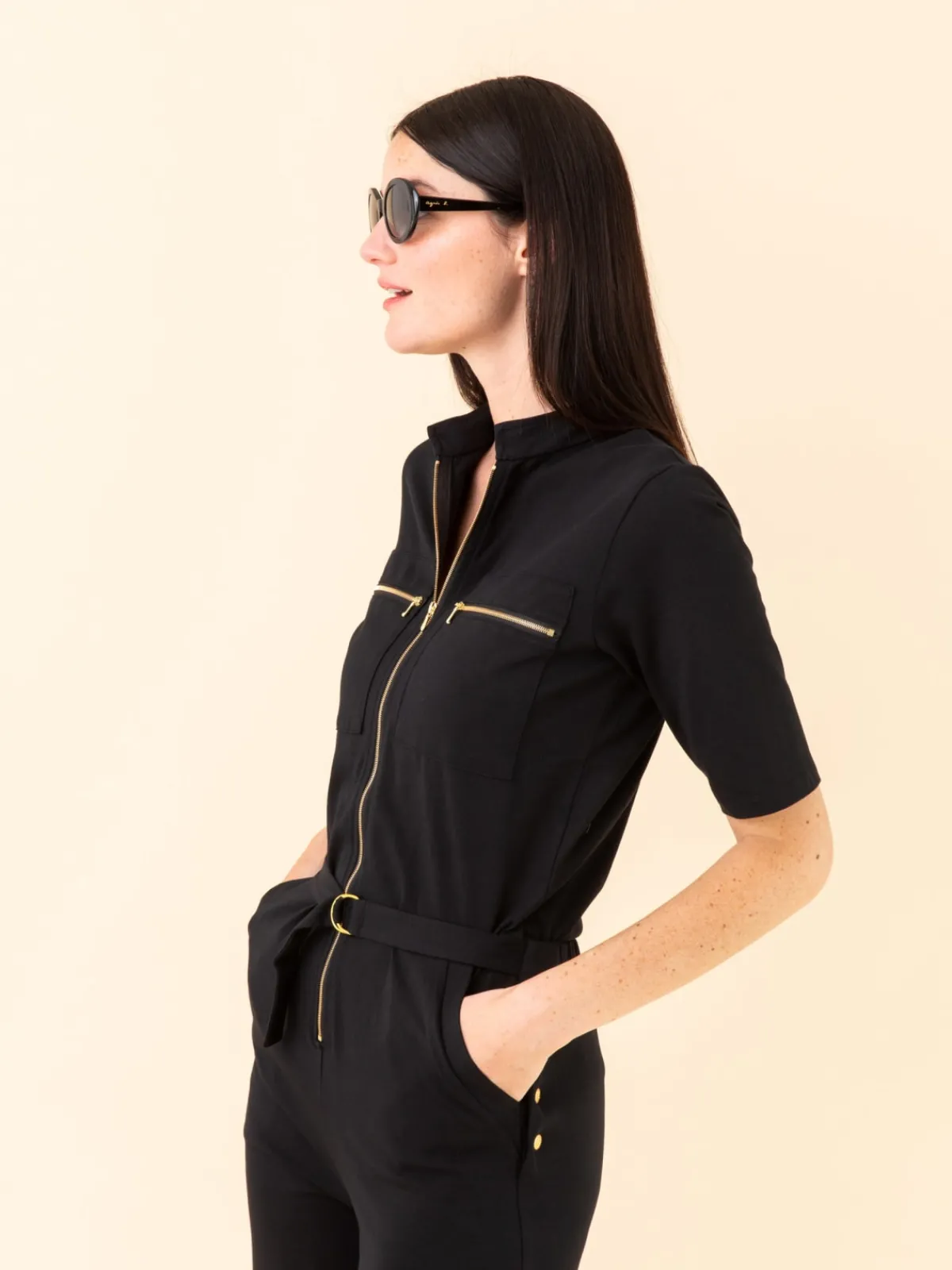 Black Jersey Handy Long Jumpsuit<agnès b. Hot