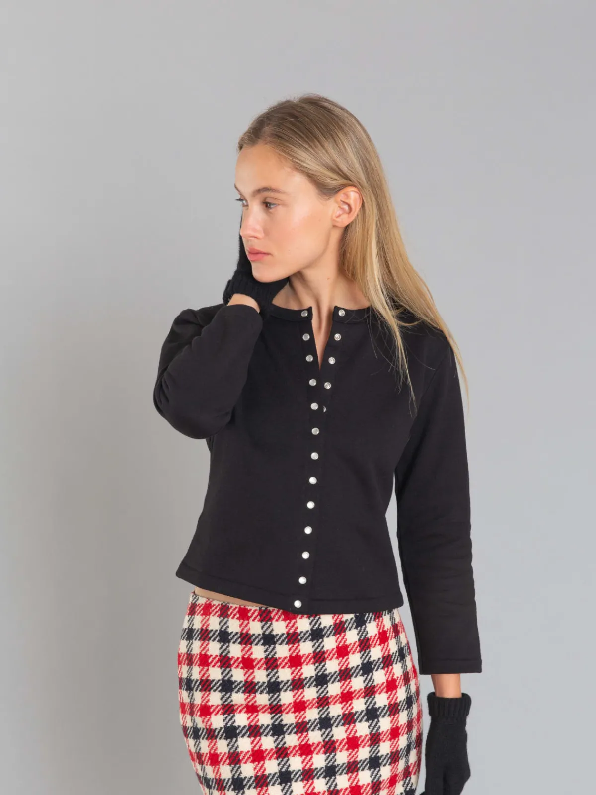 Black Le Petit Cotton Fleece Cardigan<agnès b. Hot