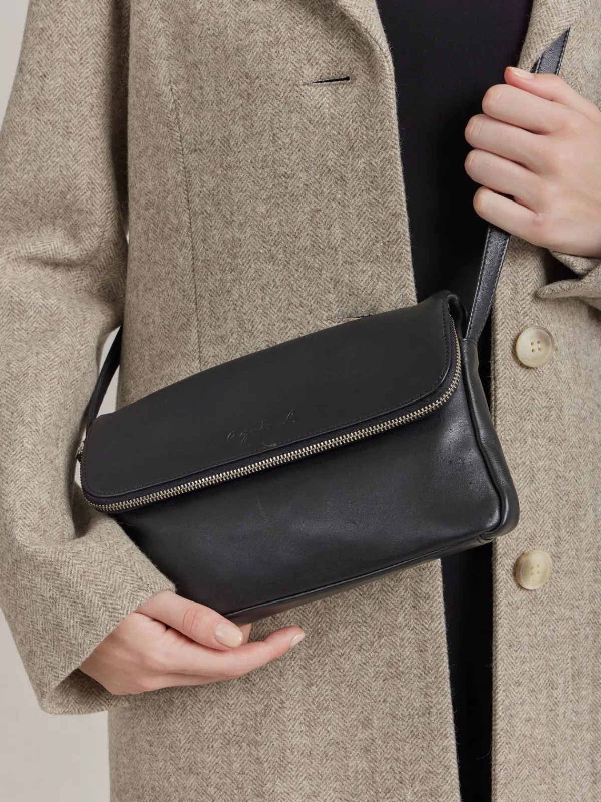 Black Leather Asya Bag<agnès b. Cheap
