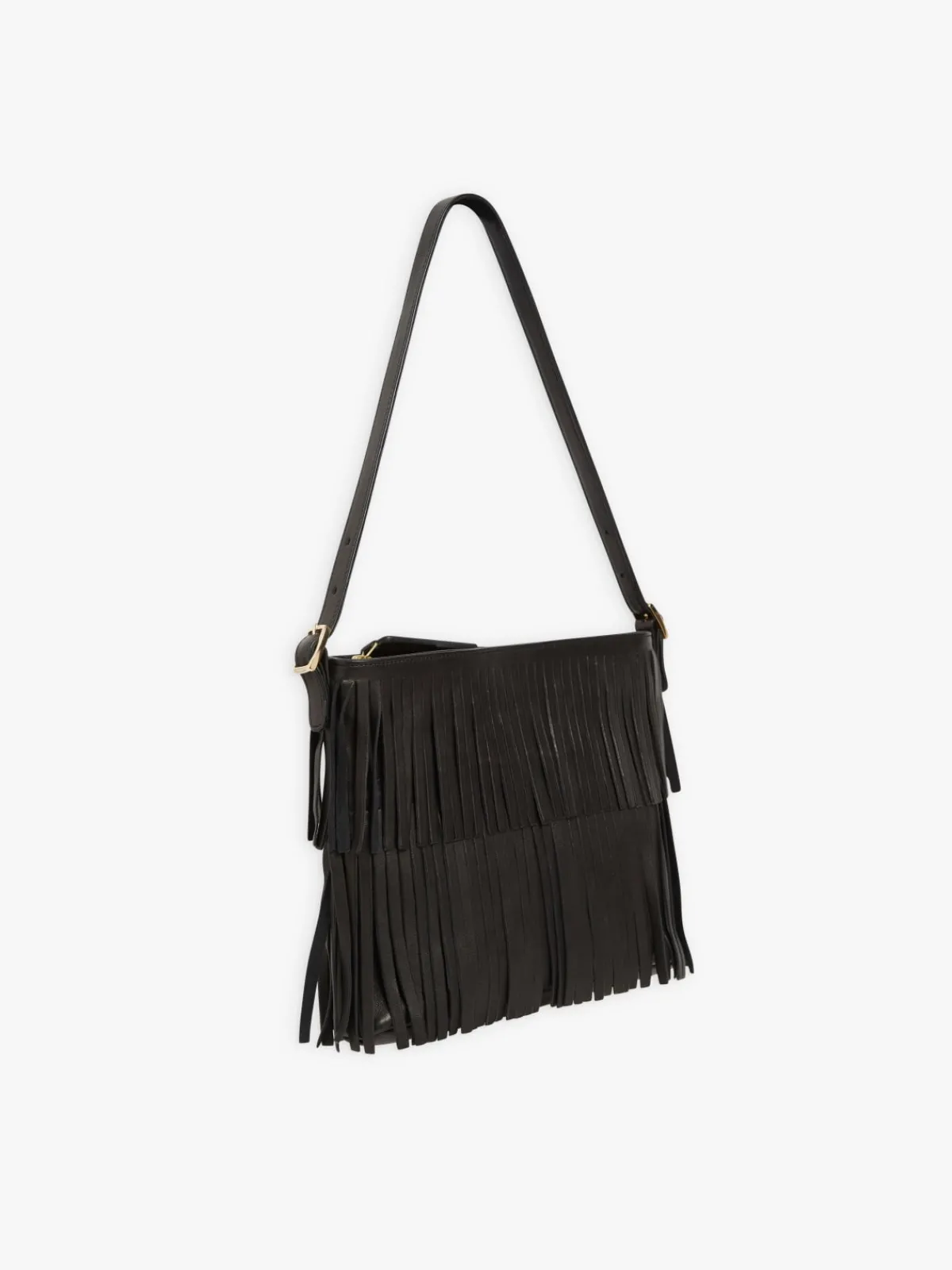 Black Leather Carmen Fringe Shoulder Bag<agnès b. Best