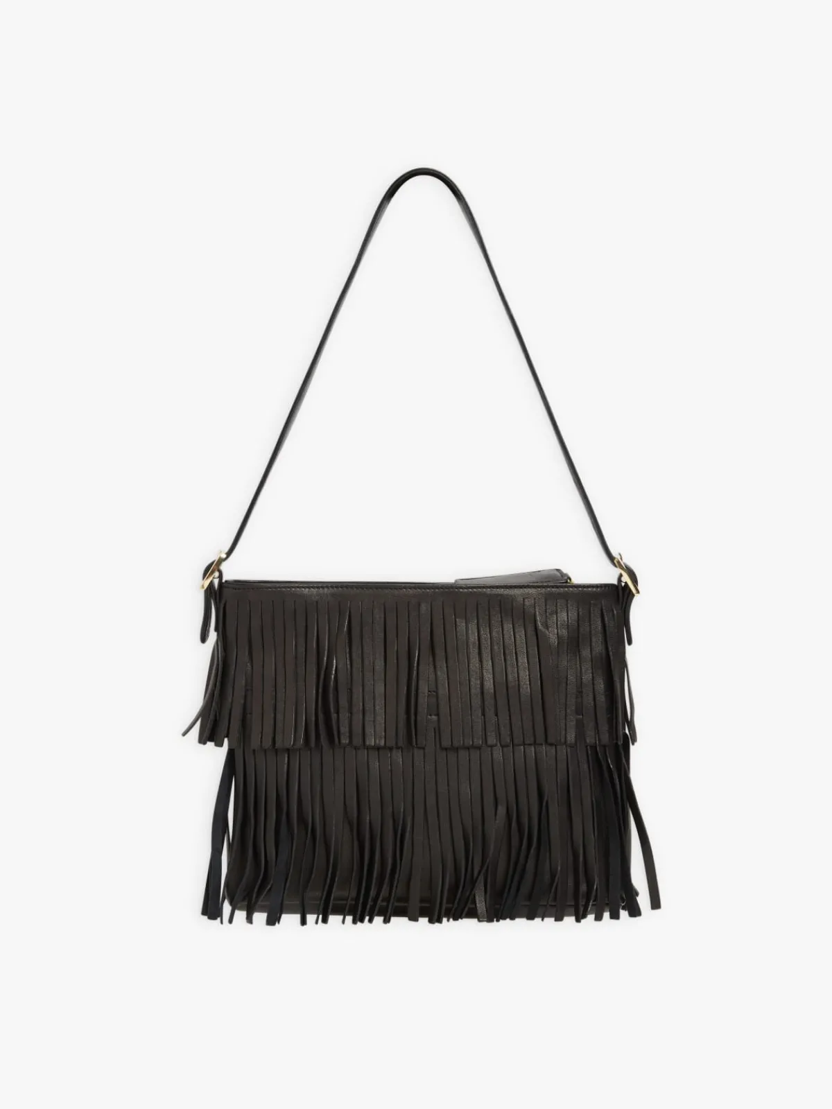 Black Leather Carmen Fringe Shoulder Bag<agnès b. Best