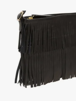 Black Leather Carmen Fringe Shoulder Bag<agnès b. Best