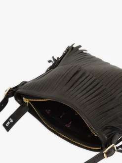 Black Leather Carmen Fringe Shoulder Bag<agnès b. Best