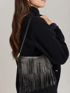 Black Leather Carmen Fringe Shoulder Bag<agnès b. Best