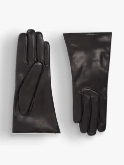 Black Leather Daphnée Gloves<agnès b. Clearance