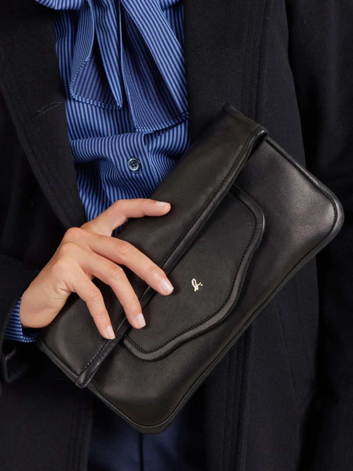 Black Leather Sofia Clutch<agnès b. Outlet