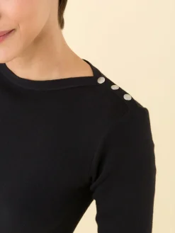 Black 3/4-length Sleeves Badiane Sweater<agnès b. Hot