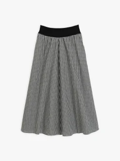 Black Long Cotton Gingham Check Skirt<agnès b. Best