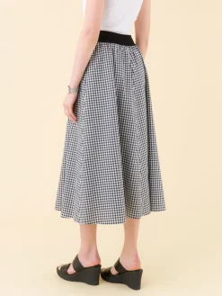 Black Long Cotton Gingham Check Skirt<agnès b. Best