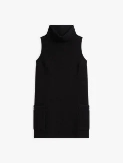 Black Merino Boiled Wool Maori Dress<agnès b. New