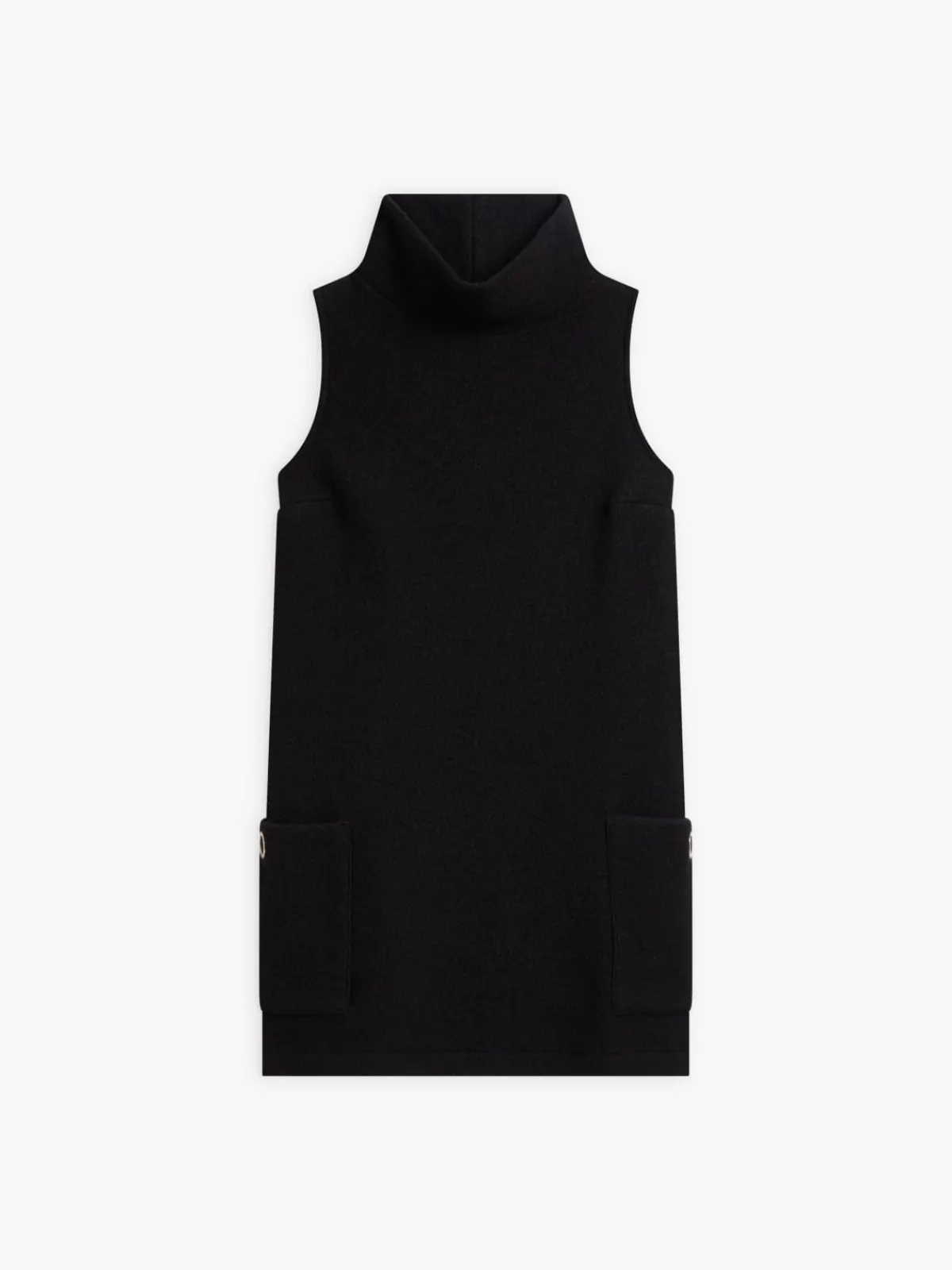 Black Merino Boiled Wool Maori Dress<agnès b. New
