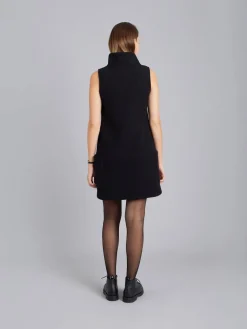 Black Merino Boiled Wool Maori Dress<agnès b. New