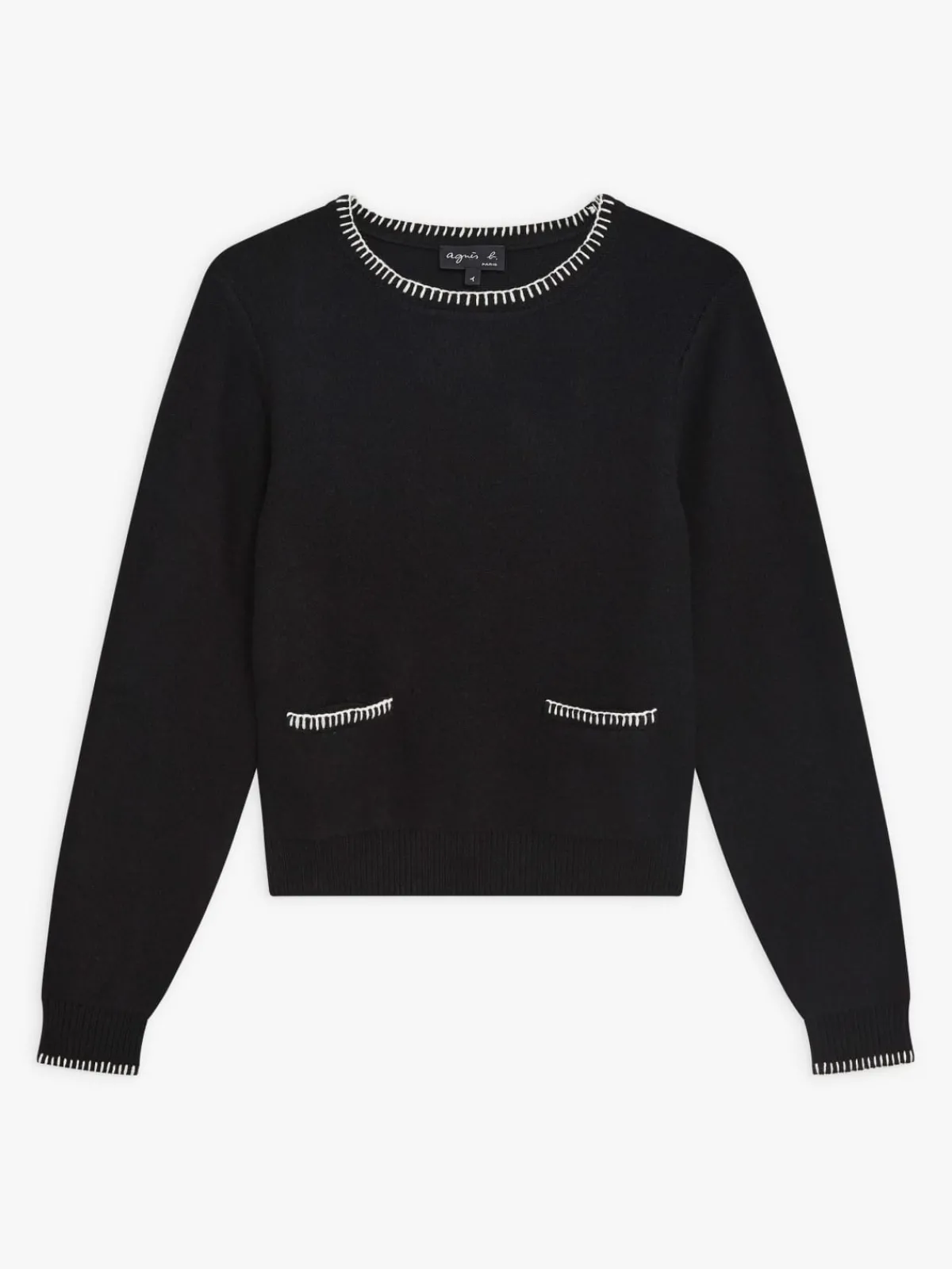 Black Merino Wool Feston Sweater<agnès b. Fashion