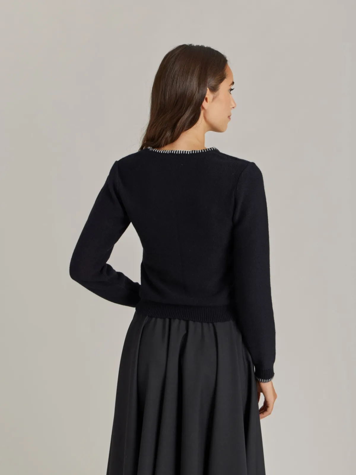 Black Merino Wool Feston Sweater<agnès b. Fashion