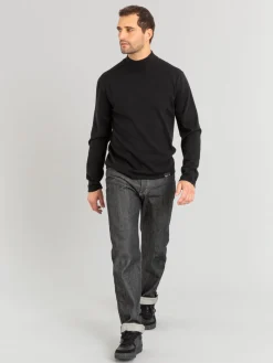 Black Merino Wool Panama Sweater<agnès b. Shop
