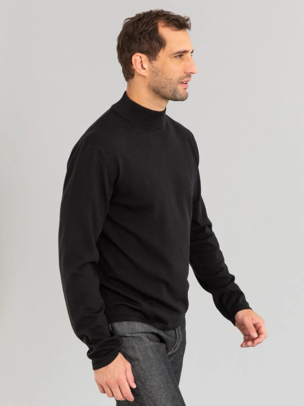 Black Merino Wool Panama Sweater<agnès b. Shop