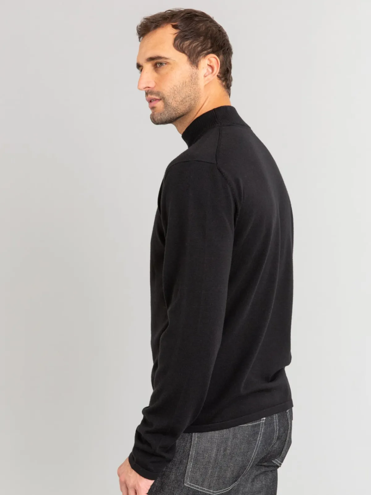 Black Merino Wool Panama Sweater<agnès b. Shop