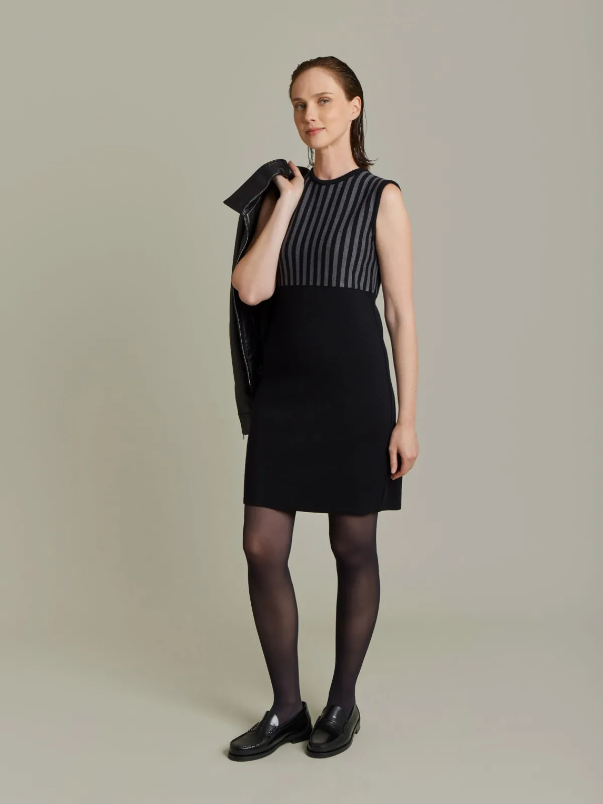 Black Merino Wool Trefle Dress<agnès b. Store