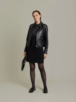 Black Merino Wool Trefle Dress<agnès b. Store